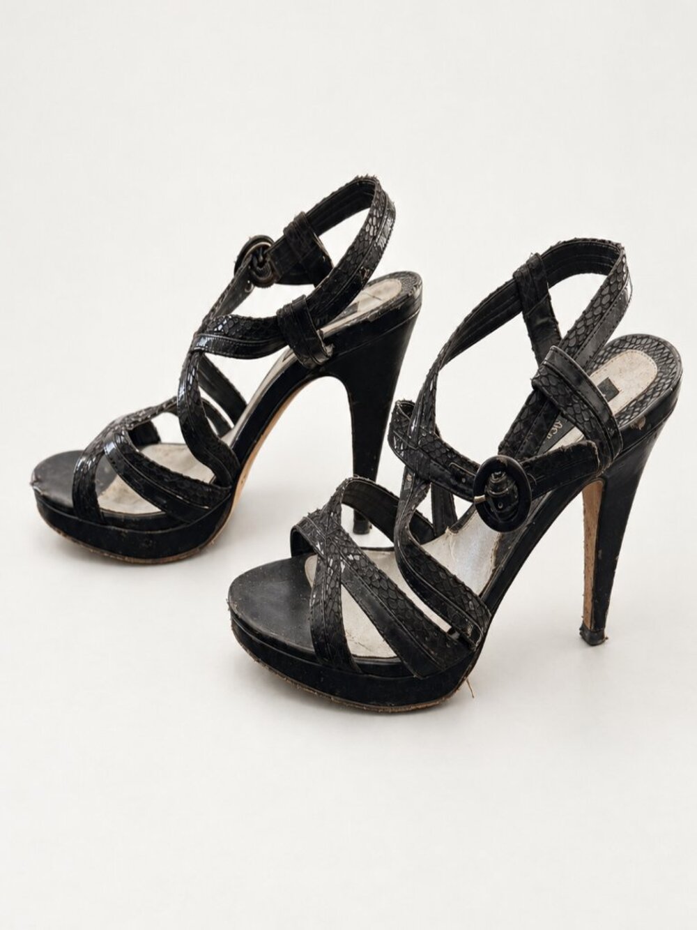White House Black Market Evie Black Cage Platform Sandals 7M